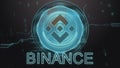 Binance cryptocurrency symbol. Hi-tech futuristic background illustration.