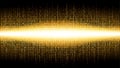 Binary abstract background with bright radiance in the digital space, glowing cloud of big data, stream of information