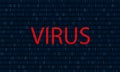 Binary blue The word red virus Computer virus concept binary code background