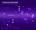 Binary circuit board future technology, purple HUD world cyber security concept background