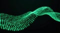 Binary Code Abstraction. A 3D wave composed entirely of small, luminous, emerald-green binary zeros and ones (0s and 1s Royalty Free Stock Photo