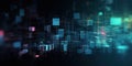 Binary code background. Digital binary data and streaming digital code background. Abstract blue cubes futuristic cyberspace. Royalty Free Stock Photo