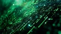 Binary code background, green color, matrix, with lines creating a futuristic atmosphere, conveying a technological Royalty Free Stock Photo