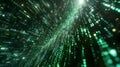 Binary code background, green color, matrix, with lines creating a futuristic atmosphere, conveying a technological Royalty Free Stock Photo