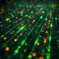 Binary code background, green color, matrix, with lines creating a futuristic atmosphere, conveying a technological Royalty Free Stock Photo
