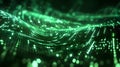 Binary code background, green color, matrix, with lines wavy creating a futuristic atmosphere, conveying a technolo Royalty Free Stock Photo