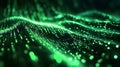 Binary code background, green color, matrix, with lines wavy creating a futuristic atmosphere, conveying a technolo Royalty Free Stock Photo