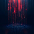 Binary code background, red color, matrix, with lines creating a futuristic atmosphere, conveying a technological a Royalty Free Stock Photo