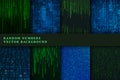 Binary code background set. Random numbers stream. Digital data coding in matrix style. Sci fi abstract futuristic wallpape Royalty Free Stock Photo