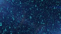 Binary code blue background with digits on screen. Concept of mining cryptocurrency and bitcoin. Web developer. Digital