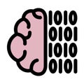 Binary code brain symbol - artificial intelligence icon