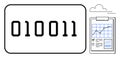 Binary code with data chart clipboard representing analytics and cloud computing Royalty Free Stock Photo