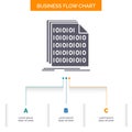 Binary, code, coding, data, document Business Flow Chart Design with 3 Steps. Glyph Icon For Presentation Background Template Royalty Free Stock Photo