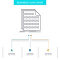 Binary, code, coding, data, document Business Flow Chart Design with 3 Steps. Line Icon For Presentation Background Template Place Royalty Free Stock Photo