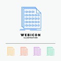 Binary, code, coding, data, document 5 Color Line Web Icon Template isolated on white. Vector illustration Royalty Free Stock Photo