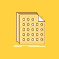 Binary, code, coding, data, document Flat Line Filled Icon. Beautiful Logo button over yellow background for UI and UX, website or Royalty Free Stock Photo
