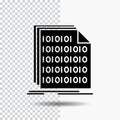 Binary, code, coding, data, document Glyph Icon on Transparent Background. Black Icon Royalty Free Stock Photo