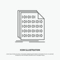Binary, code, coding, data, document Icon. Line vector gray symbol for UI and UX, website or mobile application Royalty Free Stock Photo