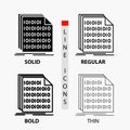 Binary, code, coding, data, document Icon in Thin, Regular, Bold Line and Glyph Style. Vector illustration Royalty Free Stock Photo