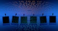 Binary Code and cogs Background with global marketing , Digital Abstract technology background. Java, coding. Royalty Free Stock Photo