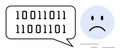 Binary Code Communication Concept Depicting Sad Emotion in Speech Bubble Royalty Free Stock Photo