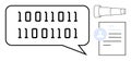 Binary Code Communication Concept with Telescope and User Profile on Digital Document Royalty Free Stock Photo