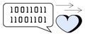 Binary Code Communication and Digital Love Concept with Heart and Speech Bubble Royalty Free Stock Photo