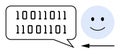 Digital Communication Concept with Binary Code in Speech Bubble and happy Face Royalty Free Stock Photo