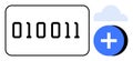 Binary Code and Cloud Storage Concept with Plus Icon for Data Integration and Technology Royalty Free Stock Photo