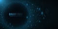 Binary code on a dark blue background. Hi-tech modern design. Programming banner. World network. Technology template. Vector