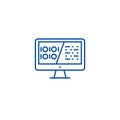 Binary code, data encryption line icon concept. Binary code, data encryption flat vector symbol, sign, outline Royalty Free Stock Photo