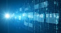 Binary code data stream with bright light technology digital Royalty Free Stock Photo