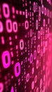 Binary Code Data Stream, Digital Technology Background With Pink Digits. Big data flow analysis. Royalty Free Stock Photo