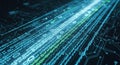 Binary Code Data Stream Flows on Futuristic Circuit Board Represents Information Technology for Modern Digital World with Royalty Free Stock Photo