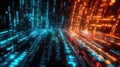 Binary code data streams flowing in digital grid Royalty Free Stock Photo
