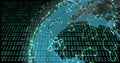 Binary code and digital globe, data processing image Royalty Free Stock Photo