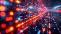 Binary code and digital lines abstract background. Red fiber optics programming matrix digital numbers Royalty Free Stock Photo