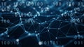 Binary code and digital network connections on a dark blue background data technology Royalty Free Stock Photo