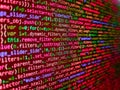 Binary code digital technology background. Computer science lesson. Software developer programming code on computer monitor. Royalty Free Stock Photo