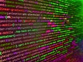 Binary code digital technology background. Script procedure creating. Computer code on laptop web developing. Digital abstract Royalty Free Stock Photo