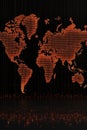 binary code digital world map on dark background Royalty Free Stock Photo