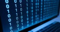 Binary code display on computer screen Royalty Free Stock Photo