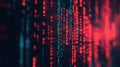 Binary code fills red and blue digital backdrop computer code overlaid on striking red and blue Royalty Free Stock Photo