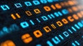 Binary code flowing, digital screen, data stream, tech background, website banner Royalty Free Stock Photo