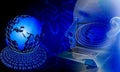 Binary Code globe Background, Digital Abstract technology background. Java, coding. Royalty Free Stock Photo