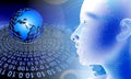 Binary Code globe Background, Digital Abstract technology background. Java, coding. Royalty Free Stock Photo