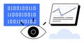Data Analysis Process with Visualization, Binary Code, and Eye Symbolizing Insight and Monitoring Royalty Free Stock Photo