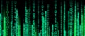 Binary code with green neon glow, Computer coding. Royalty Free Stock Photo