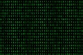 Binary code grid from bright green digits on black background, matrix style background Royalty Free Stock Photo