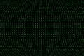 Binary code grid from bright green digits on black background, matrix style background Royalty Free Stock Photo